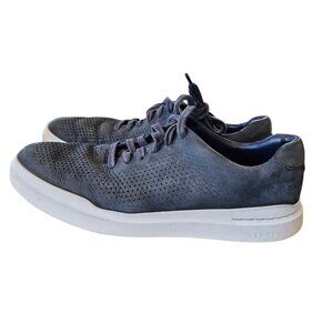 Cole Haan Grand Pro‎ Rally Mens Sz 12 M Laser Cut Sneakers Shoes Grey Gray Suede